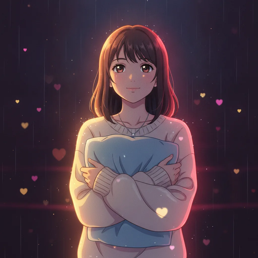 Illustration of the Hopeless Romantic movie type: a dreamy moviegoer in heart-shaped bokeh light